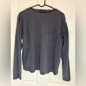 Banana Republic Men's Dark Blue Striped Long Sleeve Shirt